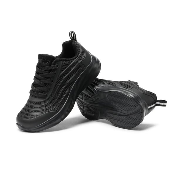[Sparkle Glitter] Kids Lace-up Running Sneakers - ALL BLACK - 4